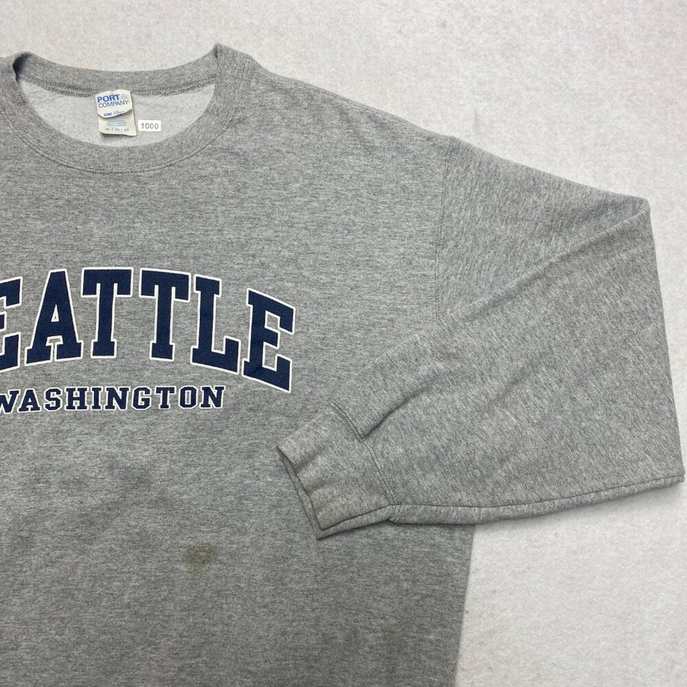 Vintage Seattle Washington Sweatshirt Men's XL Gray Printed Fleece Pullover - Picture 4 of 12